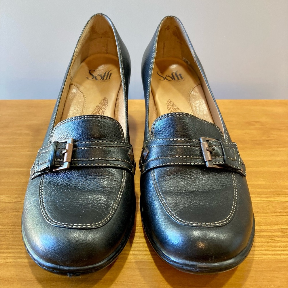 Sofft navy comfort heeled loafers 7 - Picture 9 of 11